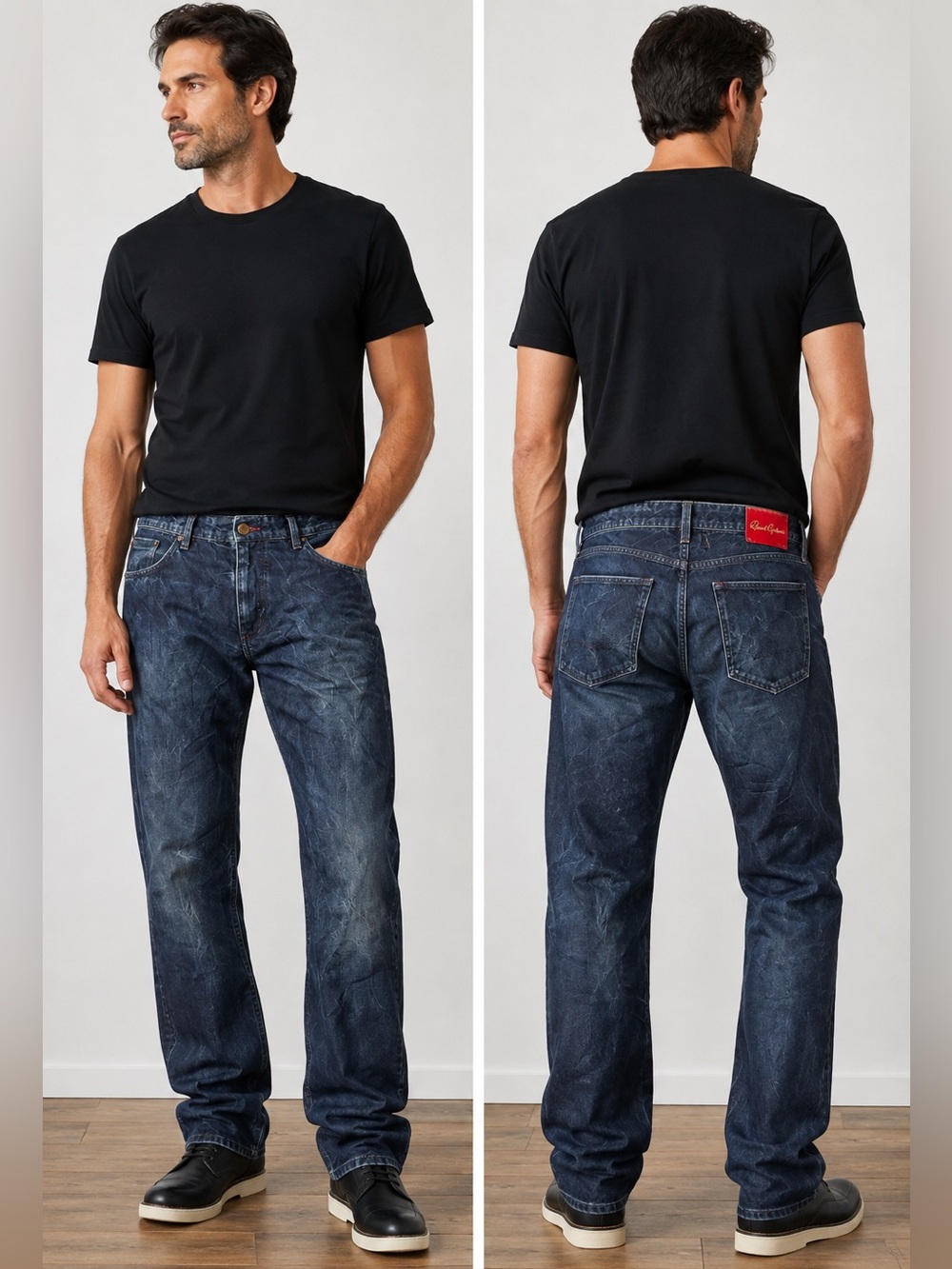 Robert Graham Classic Yates Men’s Jeans – Size 38 – Distressed/Washed Blue Denim